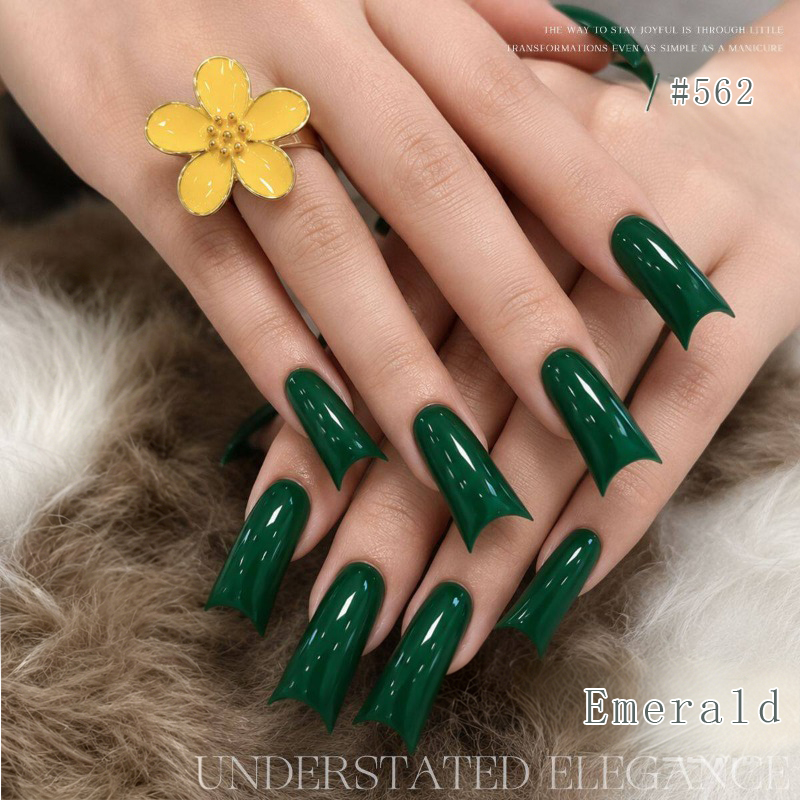 Nail Art Emerald Green - Emerald Green Solid Color Gel Nail