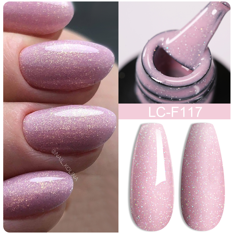 Nail Art Natural Pink - LILYCUTE 7ML Pink Glitter Nail Gel