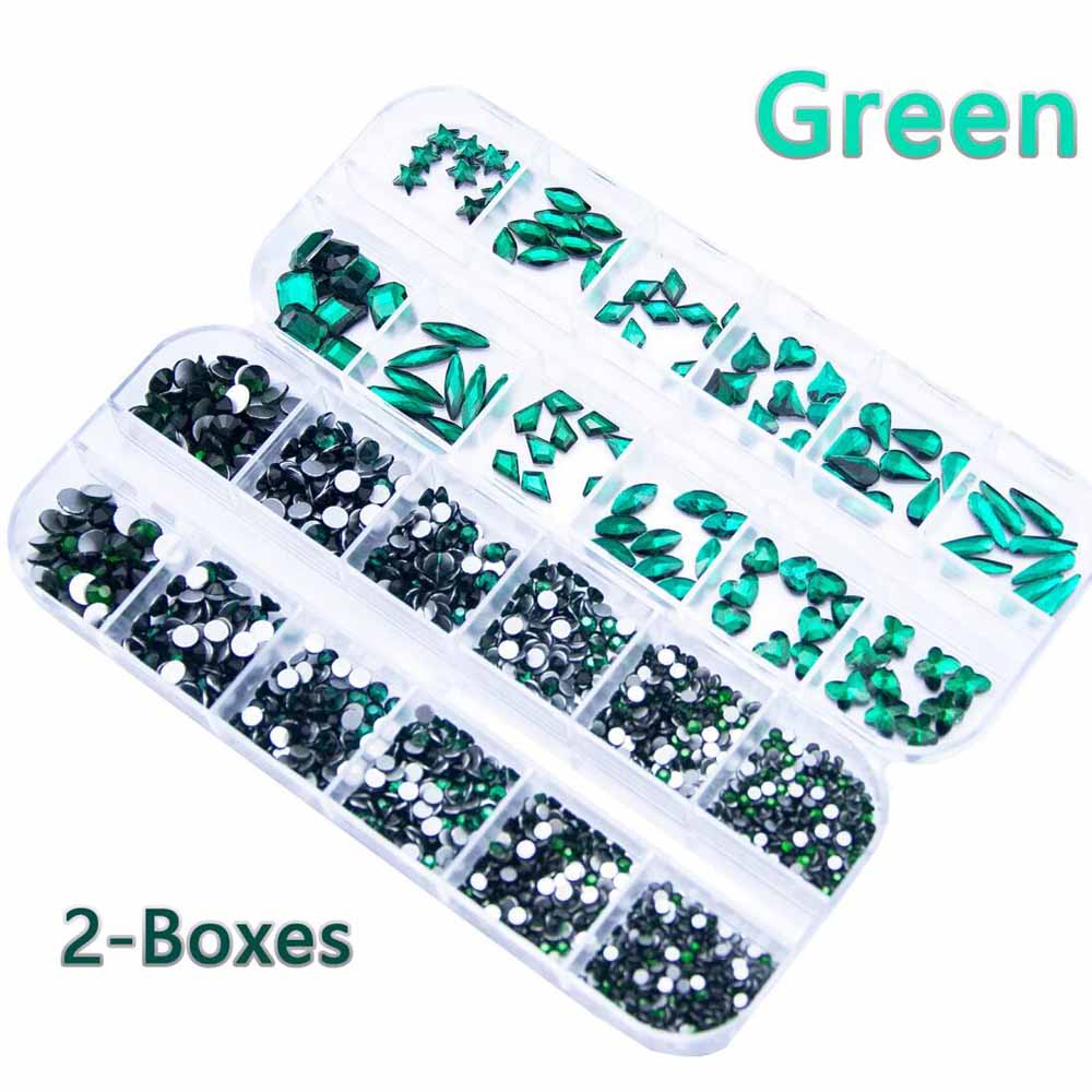 2Boxes Emerald Green Nail Rhin - Nail Art Emerald Green review and price