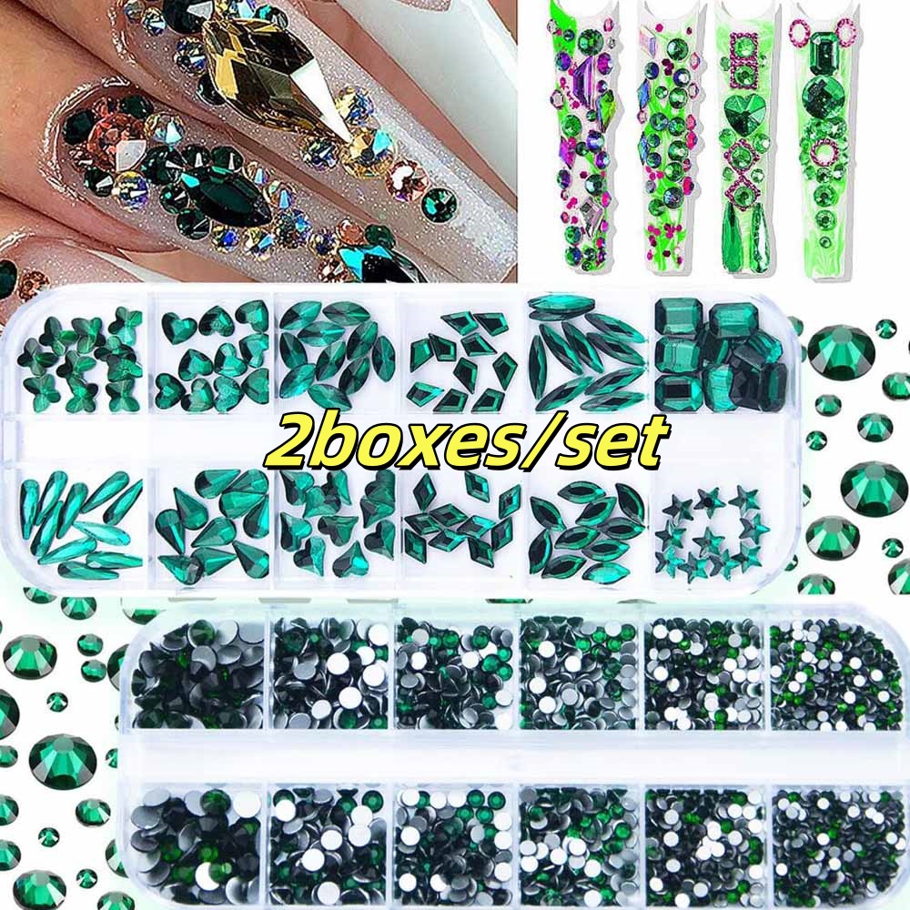 2Boxes Emerald Green Nail Rhin - Nail Art Emerald Green review and price