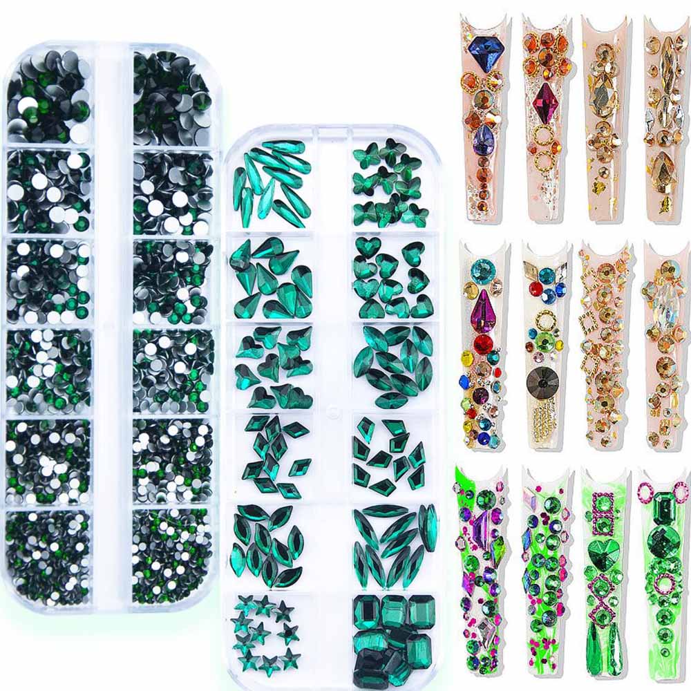 2Boxes Emerald Green Nail Rhin - Nail Art Emerald Green review and price