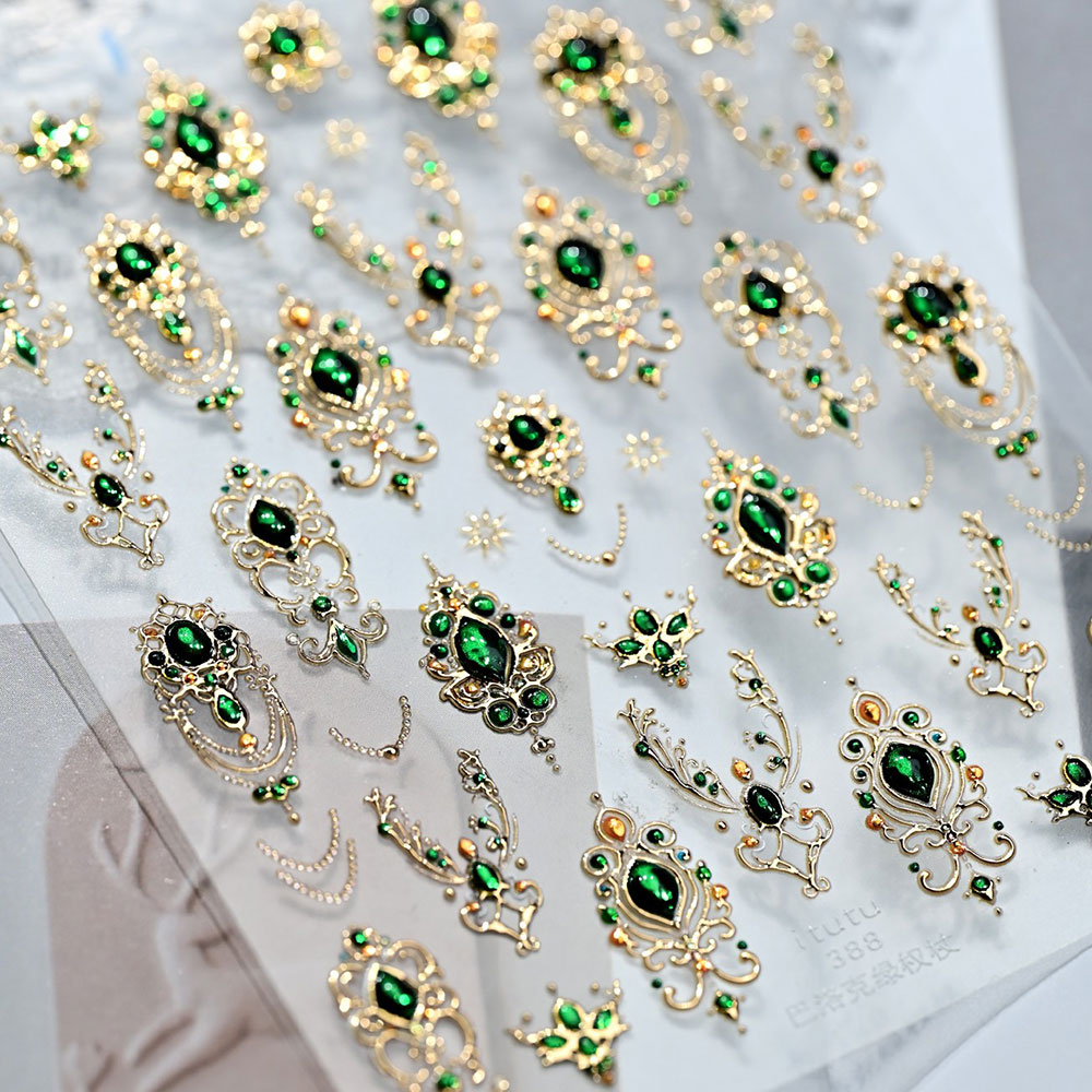 5D Embossed Emerald Gemstones  - Nail Art Emerald Green review and price