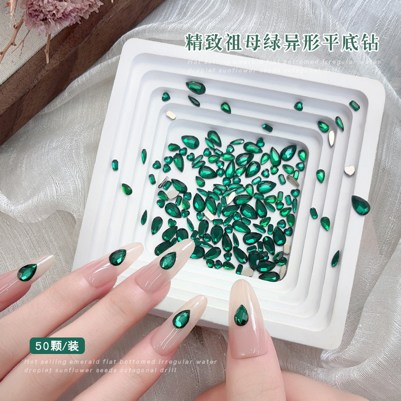 50PCS Dark Green Flat Back 3D  - Nail Art Emerald Green review and price