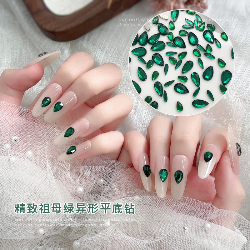 50PCS Dark Green Flat Back 3D  - Nail Art Emerald Green review and price
