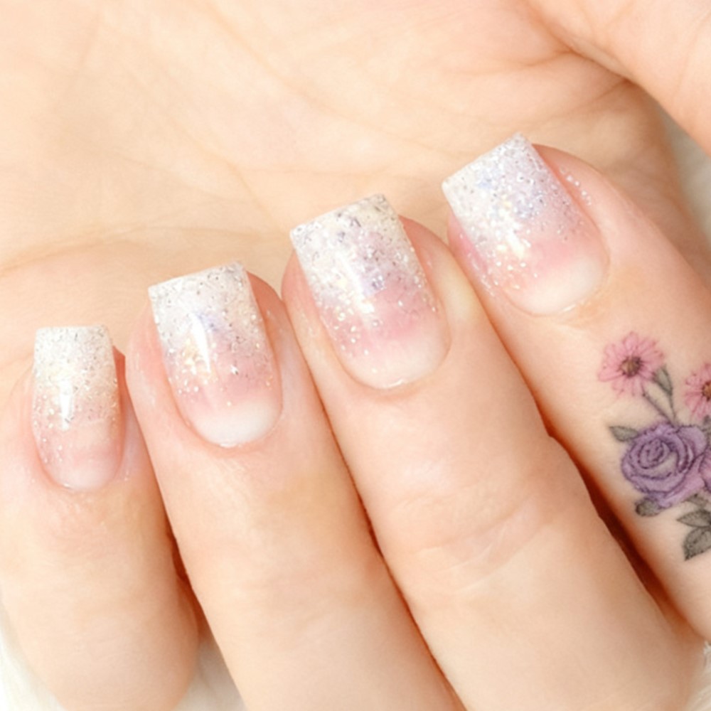 Glitter Short Fake Nail Tips W - Nail Art Natural Pink review and price