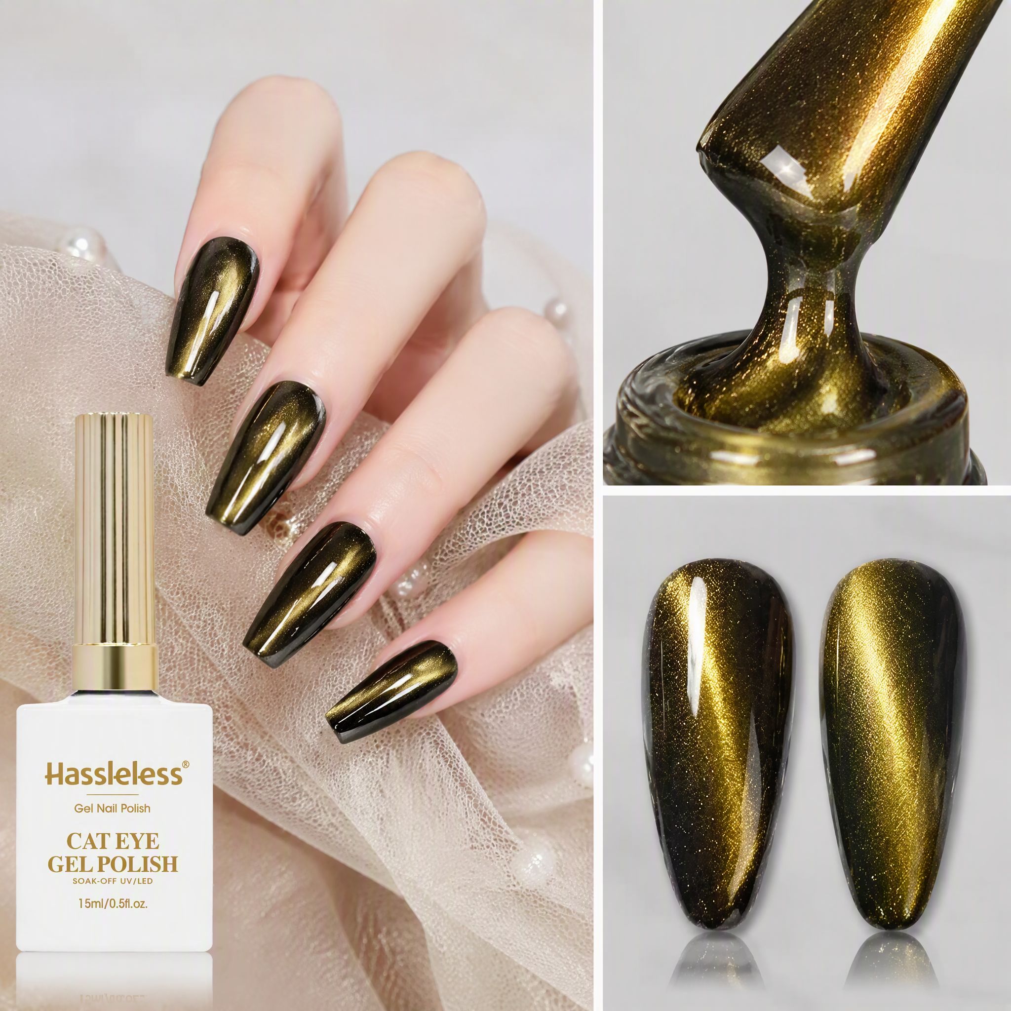 Hassleless Peacock Cat Eye Gel - Nail Art One Stroke review and price
