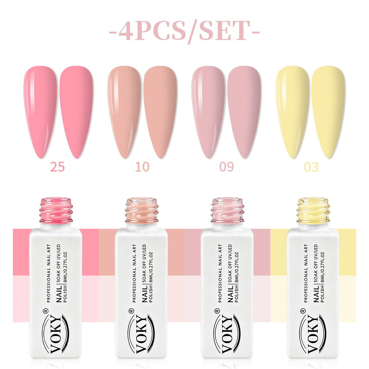 VOKY four-piece nude pink crea - Nail Art Natural Pink review and price